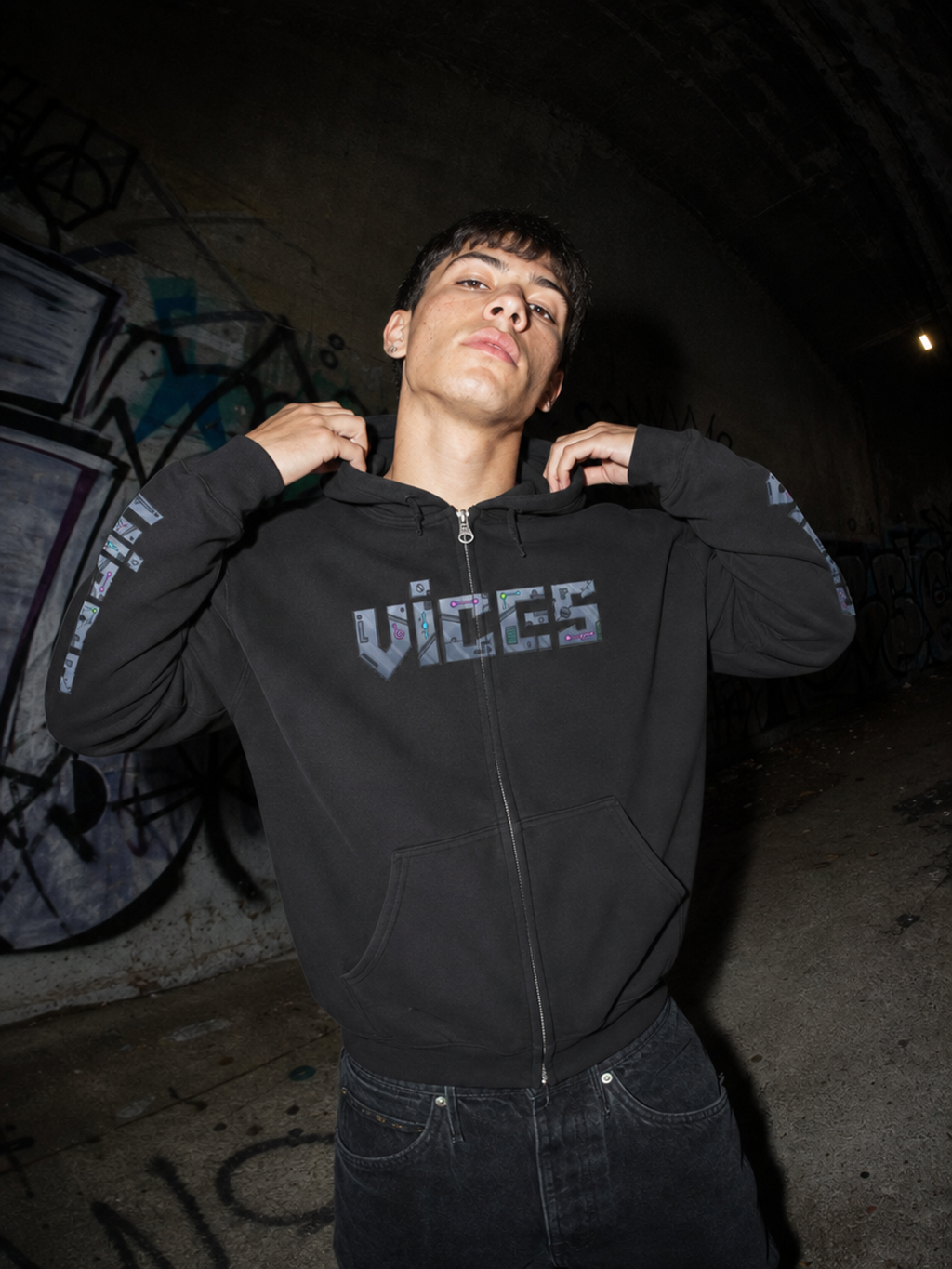 Vices Cyber-Logo Zip Hoodie